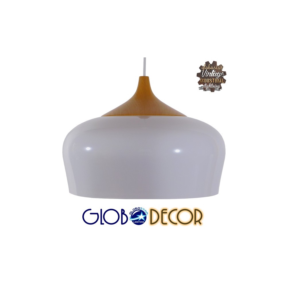 GLOBOSTAR® VILI 01260 Μοντέρνο Κρεμαστό Φωτιστικό Οροφής με Ντουί 1 x E27 AC 220-240V IP20 - Λευκό & Μπεζ - Μ35 x Π35 x Υ27cm